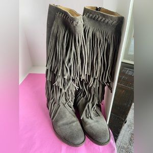 FREE PEOPLE FRINGE LEATHER BOOTS